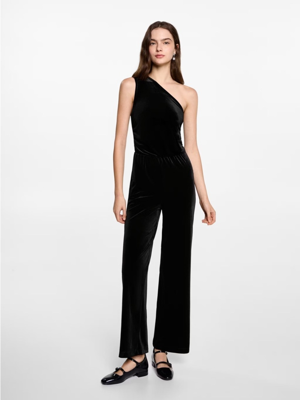 Banana Republic One-Shoulder Black Velvet Jumpsuit
